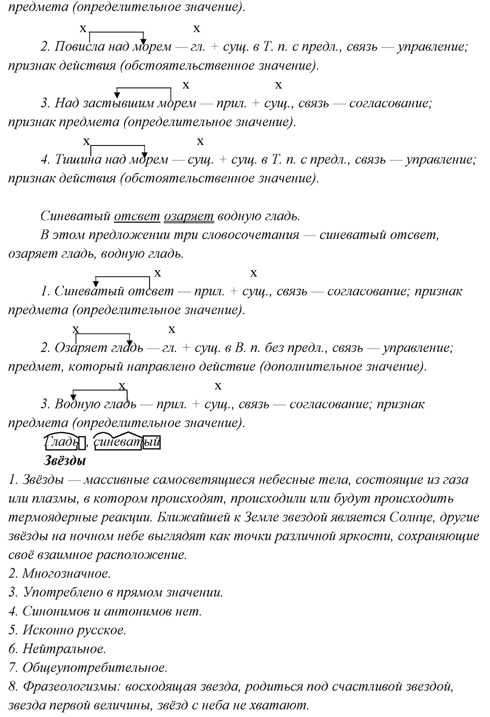 разбор слова звезды русский 8 класс упр 104