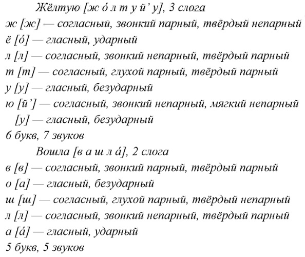 фонетическмй разбор жёлтую, вошла русский 8 класс упр 13